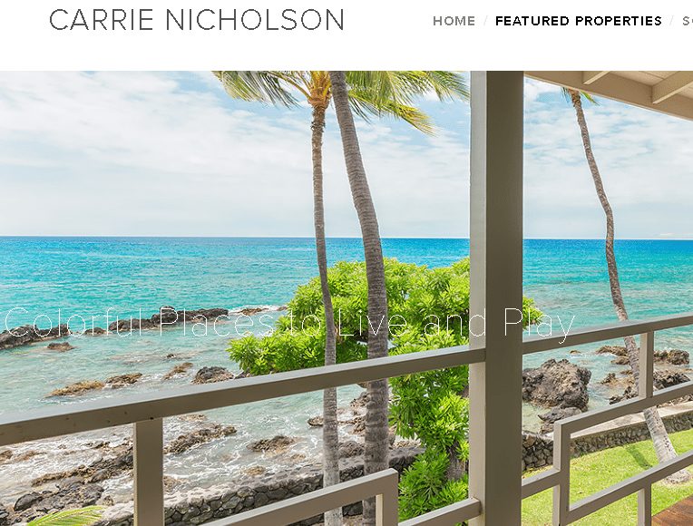 Real Estate Tagline Example | This screen capture shows a Hawaii Islands agent taking full branding advantage of amazing listing photos. #realestatebranding #hawaii