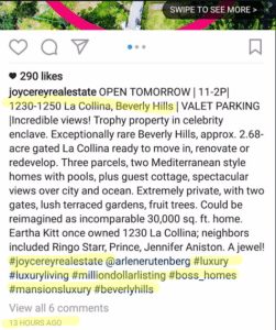 Image of a real estate hashtag on instagram. 