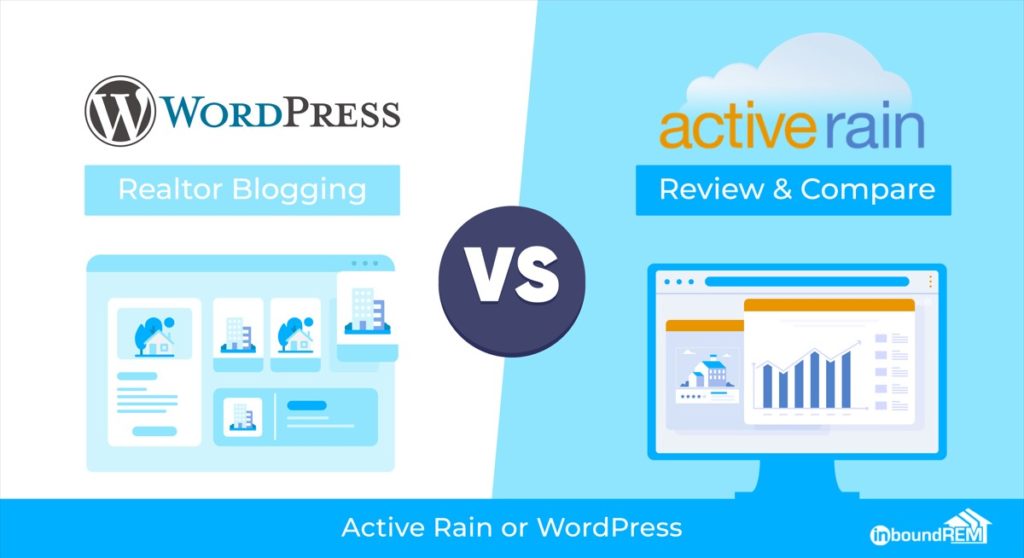 Title Image for a blog post about the comparison between WordPress and Active Rain