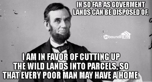 Abraham Lincoln Real Estate Quote On a black and white photo