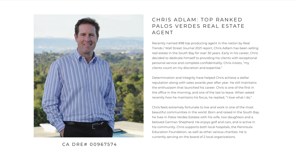 great real estate agent biography to use as a model