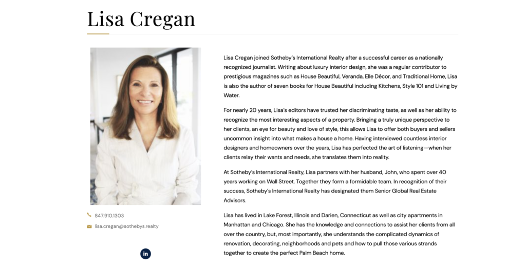 luxury real estate bio example