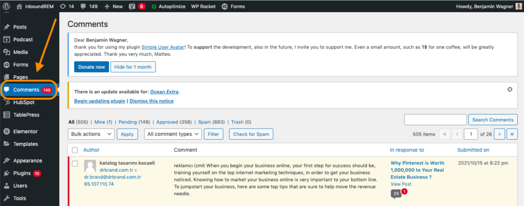 example of wordpress comments section