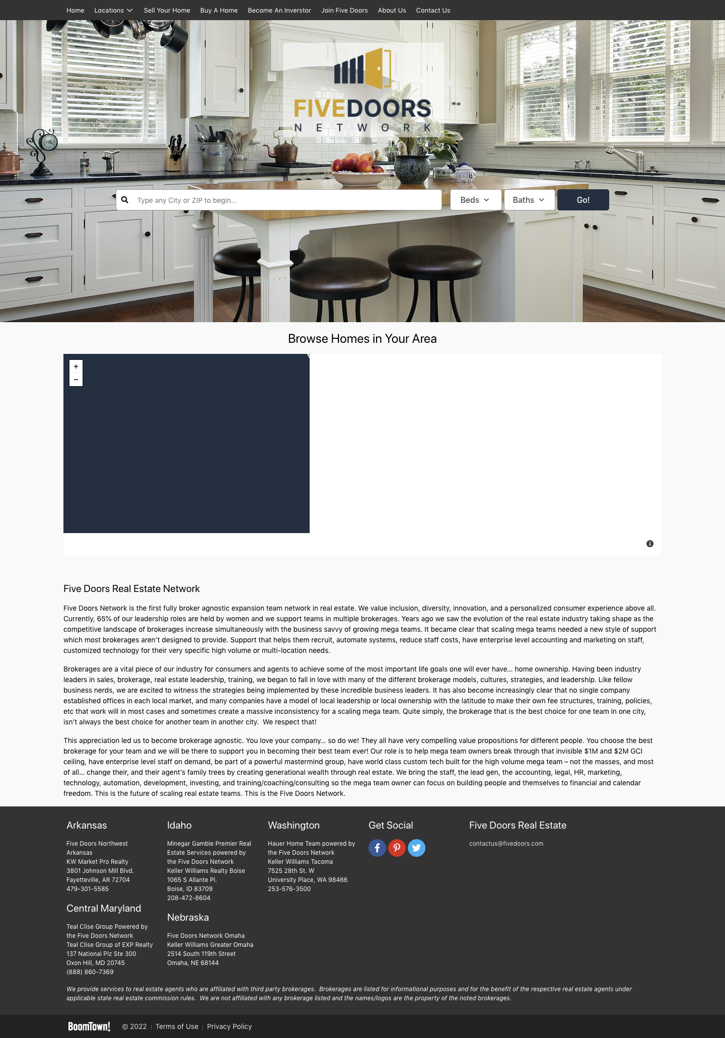 five doors real estate website example home page from BoomTown ROI
