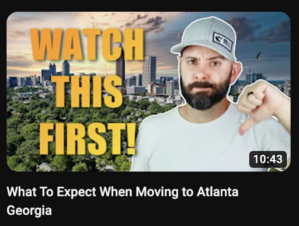 Popular moving to Atlanta Georgia Youtube thumbnail 2023