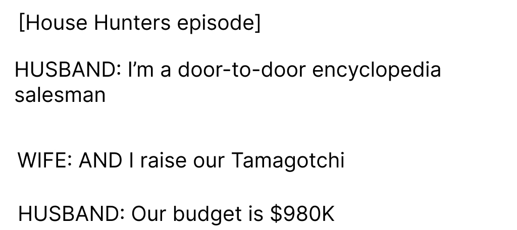 house hunter budget tamagotchi meme