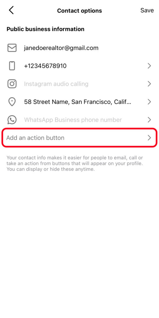 Step 2: Tap "Add an action button"