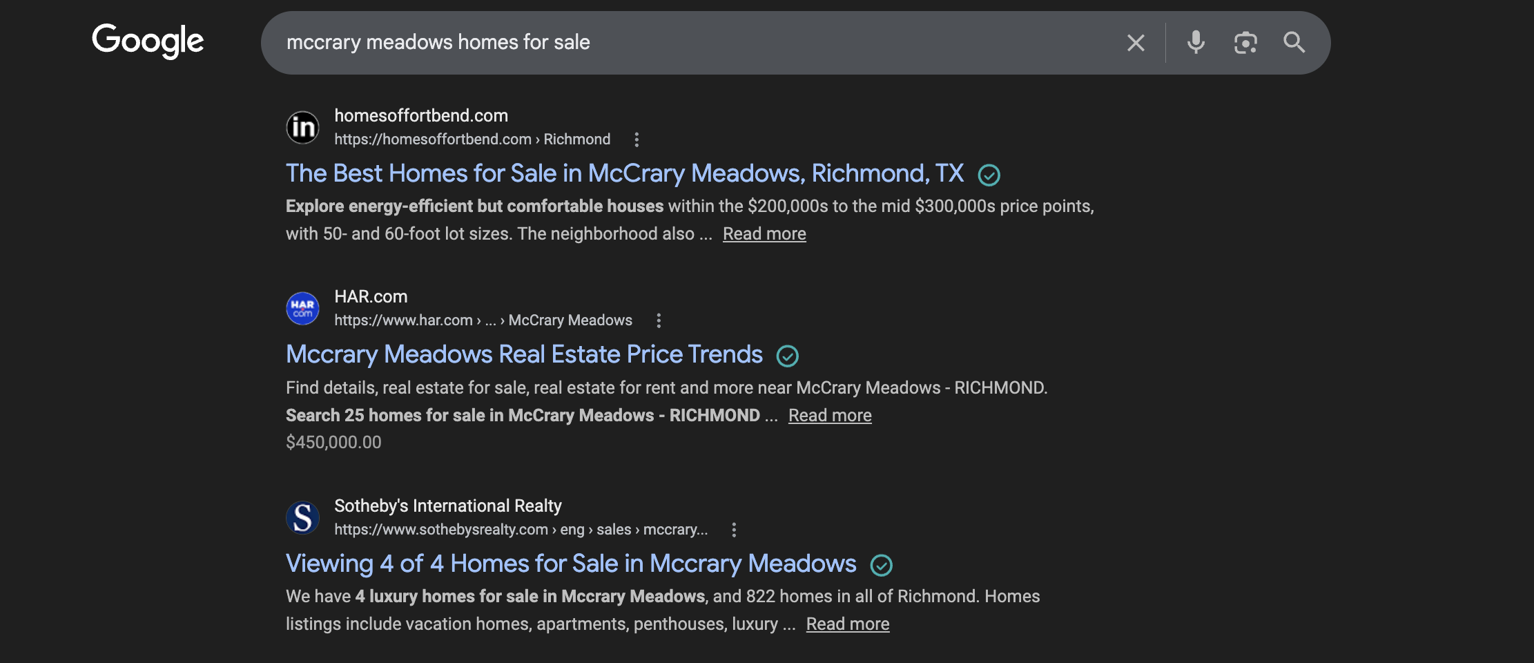McCrary Meadow Neighborhood Guide Google Rankings